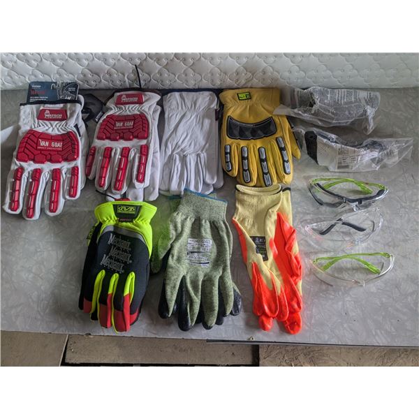 (6) Pairs NEW/Like NEW Gloves, Pair Safety Glasses