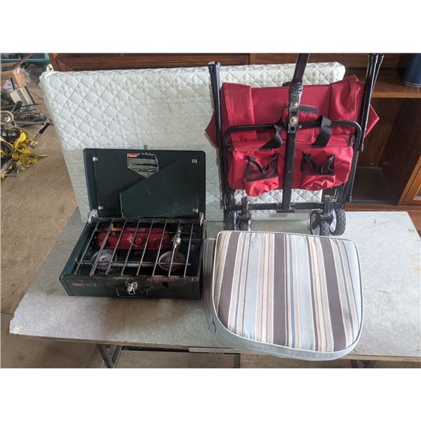 Camp Stove, Seat Cushions, Folding Wagon