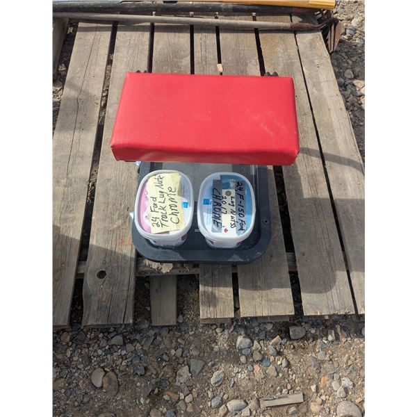 Wheeled Shop Stool, (48) Chrome Ford Truck Lug Nuts
