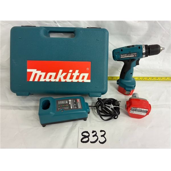 Makita 10mm ½” Drill w/ (2) Batteries, Case, & Charger