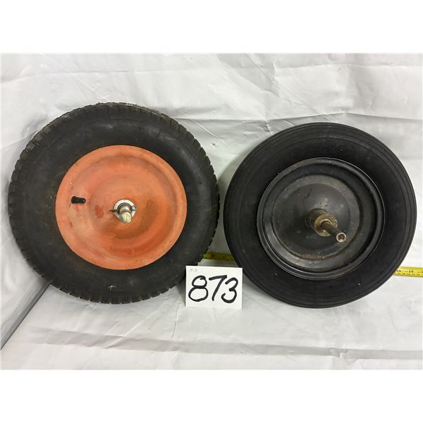 (2) Wheelbarrow Tires w/ Shafts – 4.00-8 & 3.00-8