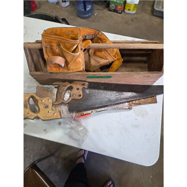 Carpenter Belt, Saws, Wooden Tool Box