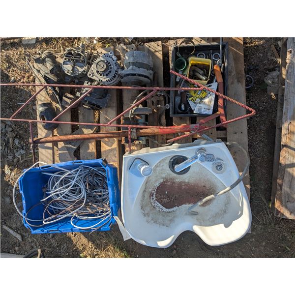 Mixed Pallet Lot - Wires & Cables, Alternators, Motors, Sink, etc.