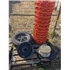 Image 1 : Mixed Pallet Lot – Steel Rim, Tire on Broken Rim, Snow Fence, etc.