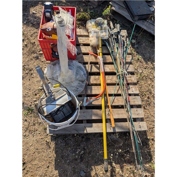 Mixed Pallet Lot – Fishing Rod Parts, Toys, Bucksaw, etc.
