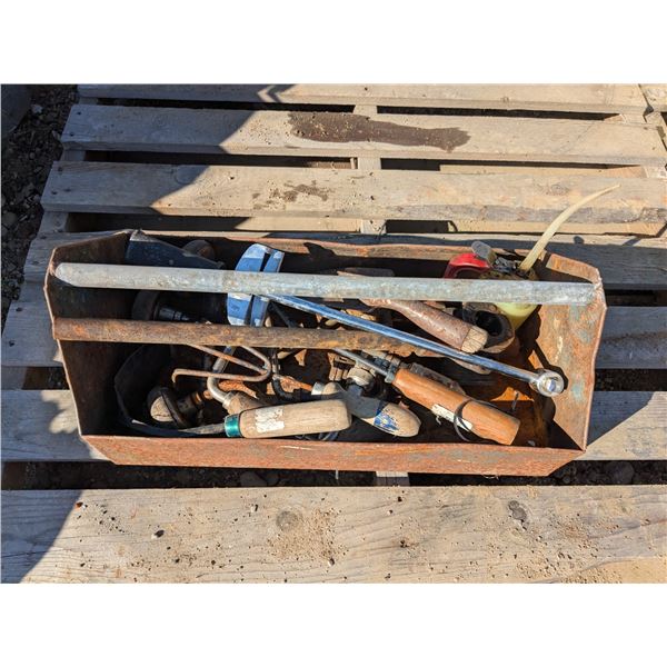 Vintage Metal Toolbox w/ Assorted Tools
