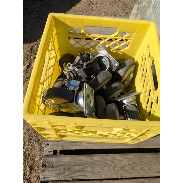 Milkcrate of Assorted Wheels & Castors