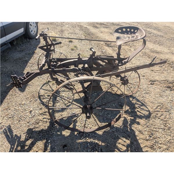 Antique P& C Furrow Plow w/ Steel Wheels