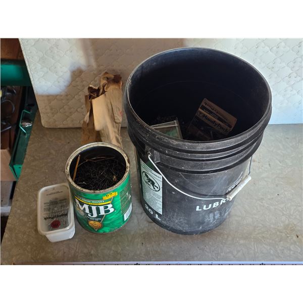 Bucket of nails and screws