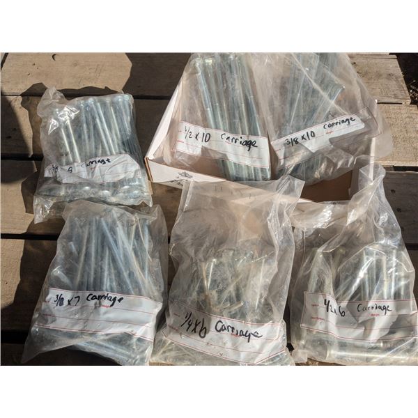 (6) Bags Assorted Carriage Bolts, 6” or Greater in Length