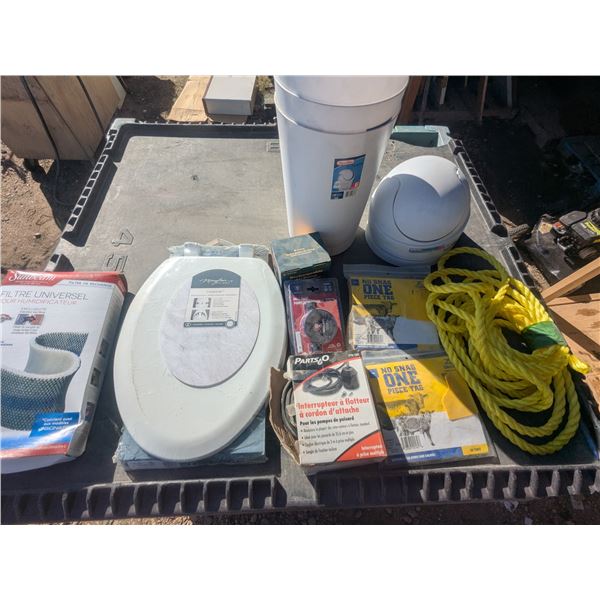 Mixed NOS Lot – Garbage Can, Toilet Set, Air Filter, etc.