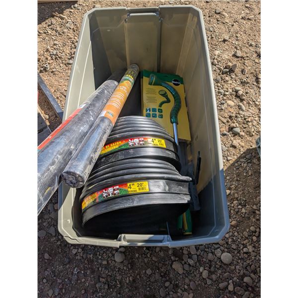 Large Tote of NOS Landscape Supplies – Edging, Landscape Fabric, Watering Wands