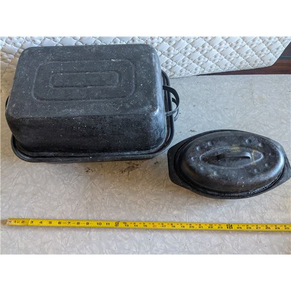 (2) Roaster Pans – Large Rectangle, Small Oval