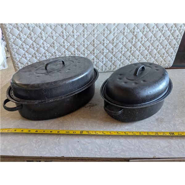 (2) Roaster Pans – Medium & Large Oval