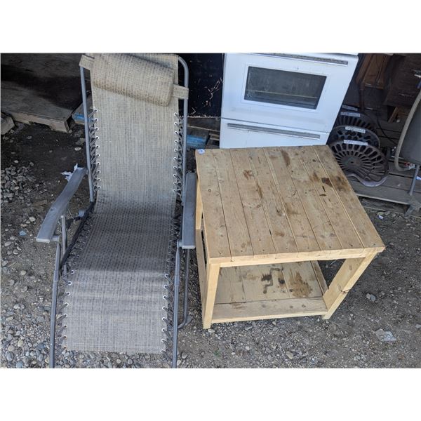 Folding Deck Lounge Chair w/ Hand Crafted Table