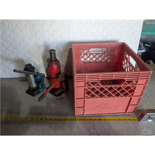 (2) Bottle Jacks, Milk Crate