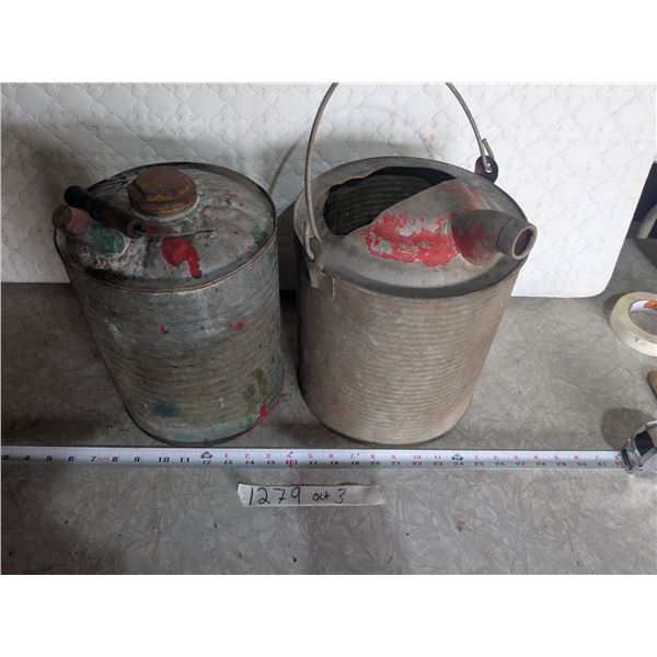 (2) Vintage Galvanized Gas Pails