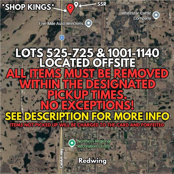 ITEMS 526-725 & 1001-1140 ARE LOCATED OFFSITE *see desc.*