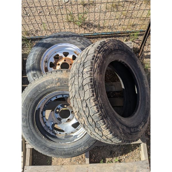 (2) Trailer Tires on Rims, Spare Tire (no rim)