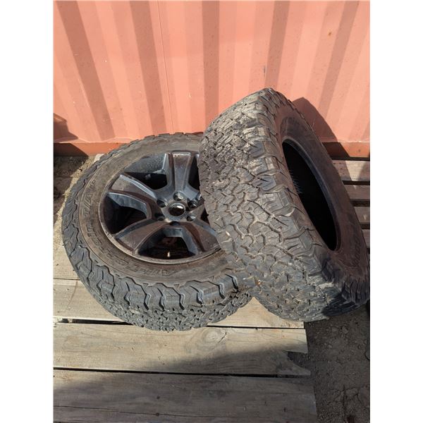 (2) BF Goodrich All-Terrain Tires (one on rim) – 285/70r17