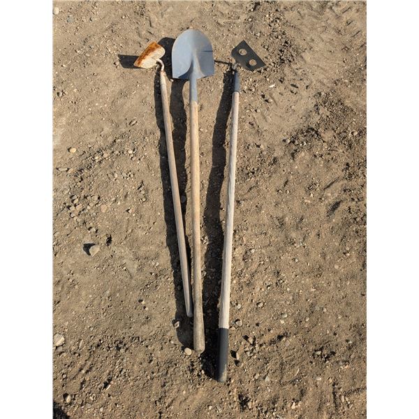 Spade, (2) Garden Hoes