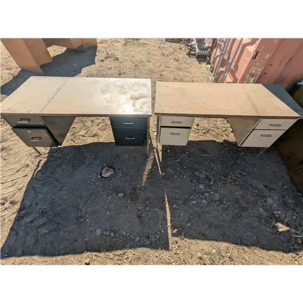 (2) Metal Teacher Desks - 60"x 30"x 29"h and 60"x 24"x 29"h