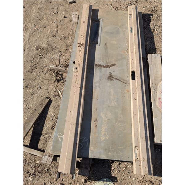 Steel Door & Security Glass Windows w/ Frame Pieces, 35 ?"x 79"