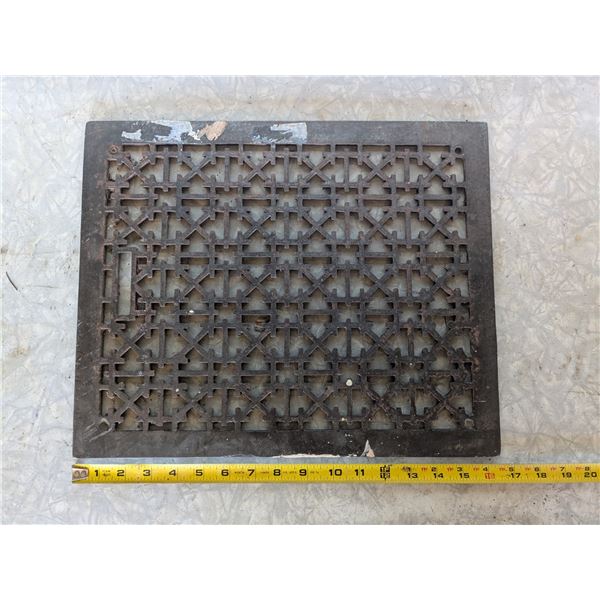 Vintage Cast Iron Floor Grate, 16.5”x 13.5”