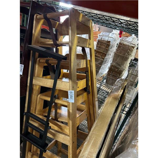 4-Light Oak High Chairs - One Nds Assembly - 4 X $