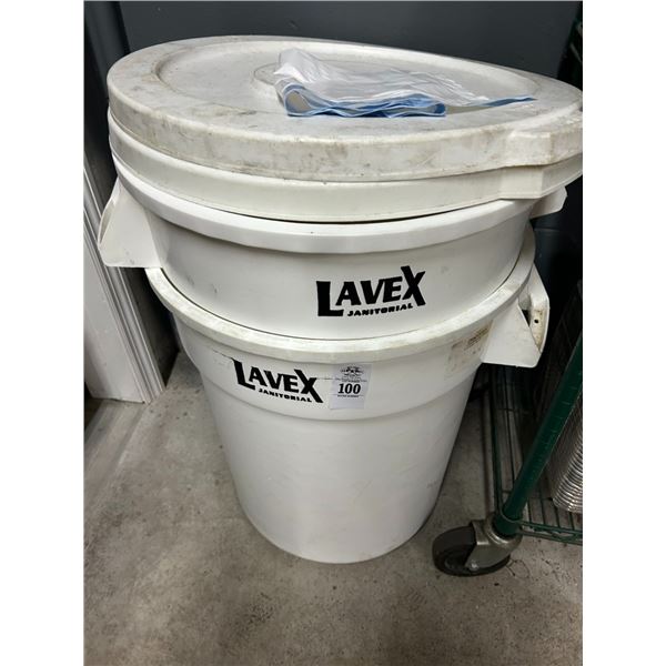 Lavec Small White Lidded Brute Cans - Pair