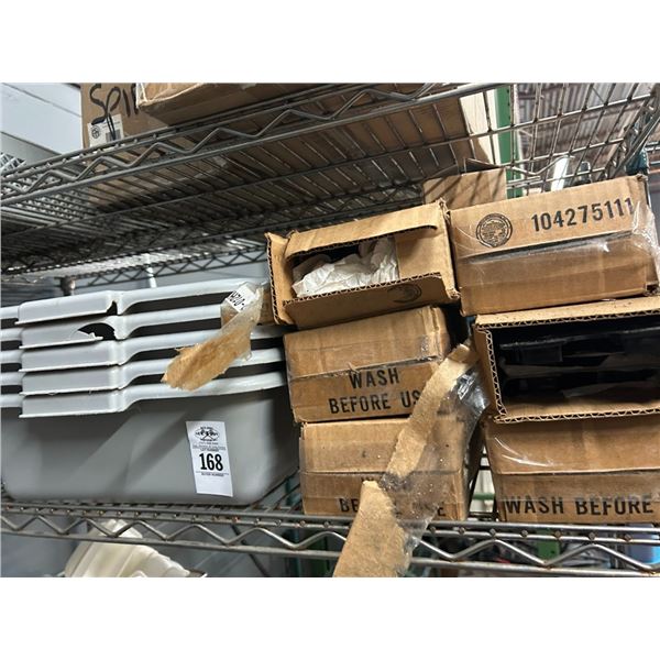 Bus Pans  5  w/Black Stand, Tray Drains
