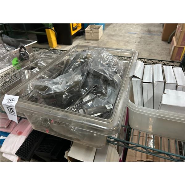 Asst. Insert Pans w/Tongs, Mixers, Strainers, Utensils, Supplies On Shelf