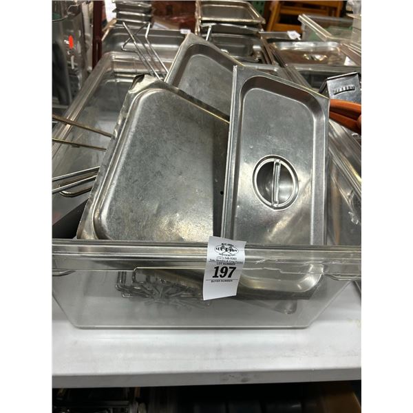 Large Cambros w/Strainers, Fry Baskets