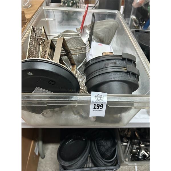 Large Cambro Bin w/Strainers, Fry Basket