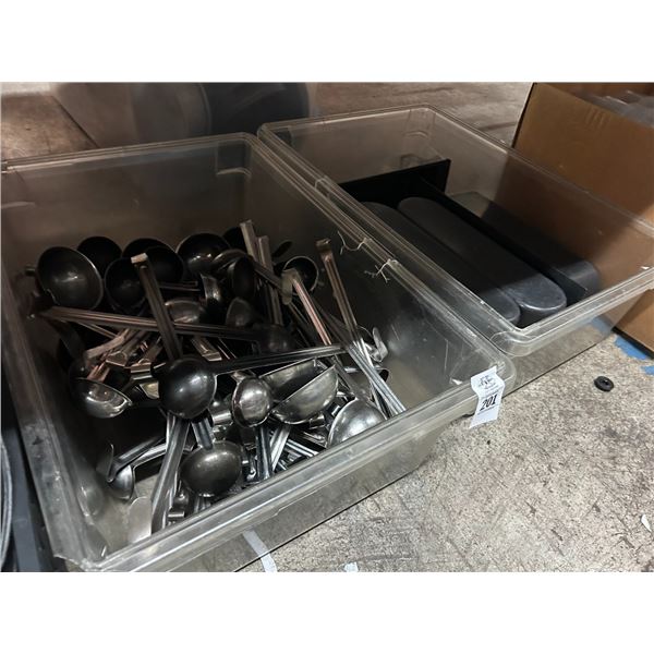 Bins 4 w/Sandwich Baskets, Fry Bins, Utensils, Tumblers, Cambro Bins