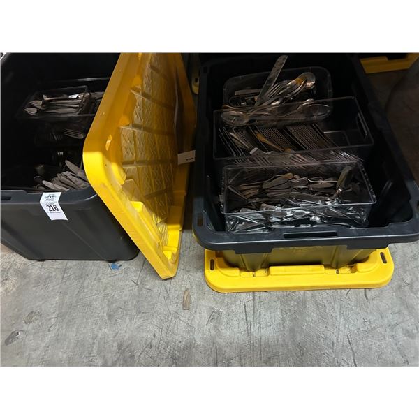 2-Large Lidded Bins Full of Utensils