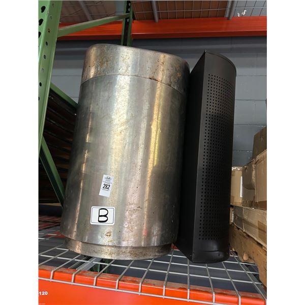 SS Patio Waste Cans 2, Black Half Moon Metal Waste Cans - 2