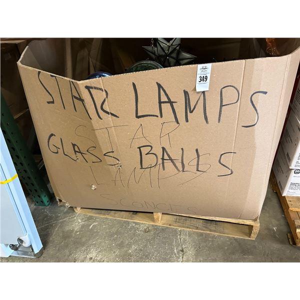 Star Lamps, Glass Balls in Pallet Box