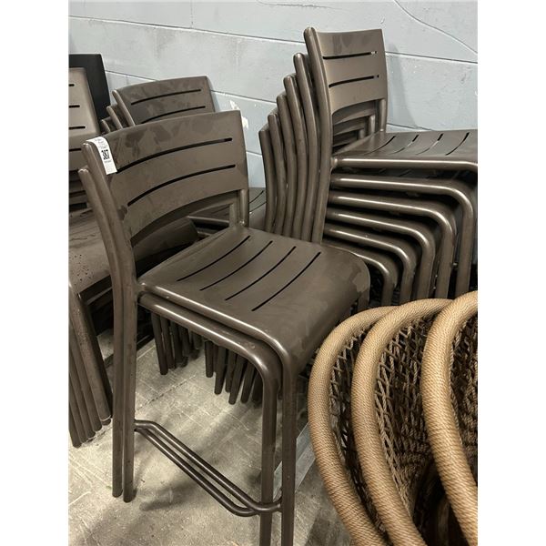 8-Brown Metal Patio Bar Stools - 8 X $