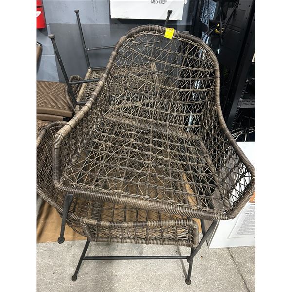 Brown Wicker Black Frame Contemporary Chairs - 4