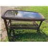 Image 4 : ALL-WEATHER WICKER WITH A METAL FRAME AND INSET GLASS TOP - IN EXCELLENT CONDITION!