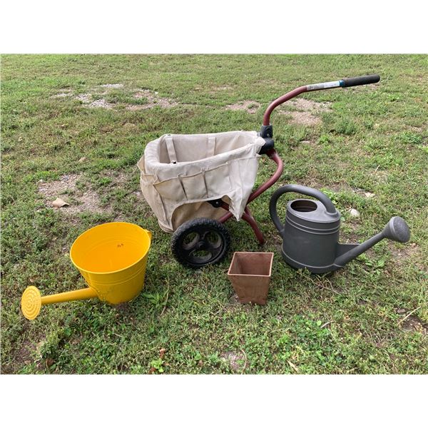 AMES SOFTSIDER FOLDING GARDEN UTILITY CART AND MISCELLANEOUS ITEMS