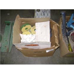 BOX OF CAULK GUNS & MISC TOOLS