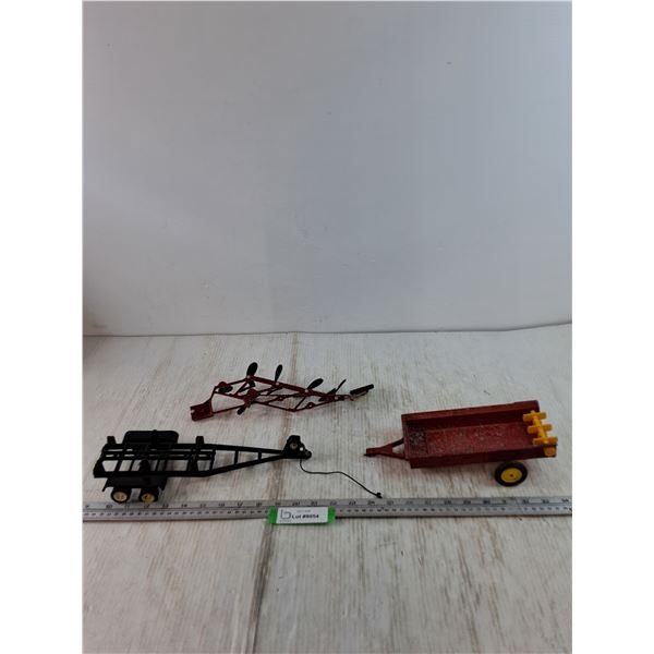 Model Sized Tonka Boat Trailer, Ertl Disc Plow and Manure Spreader