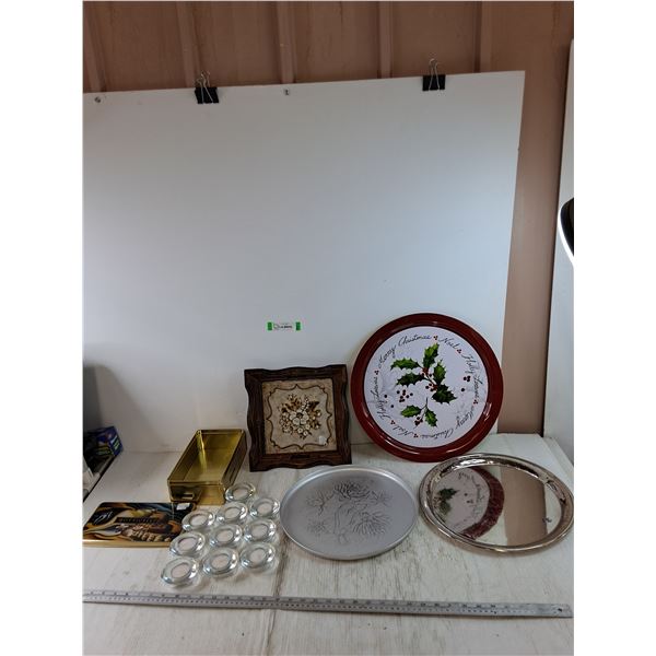 (10) Candles, Botticelli Box, (3) Metal Chairs