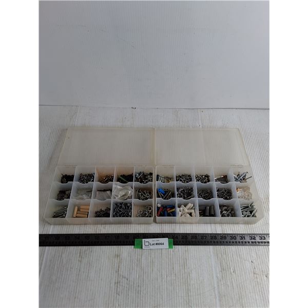 (2) Clear Parts Trays w/Assorted Hardware
