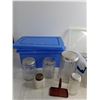 Image 2 : Container Of Assorted Hoosier Glass Containers, (2) Storage Bins With Lids