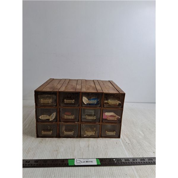 Brown Parts Cabinet & Hardware 13x10x8"