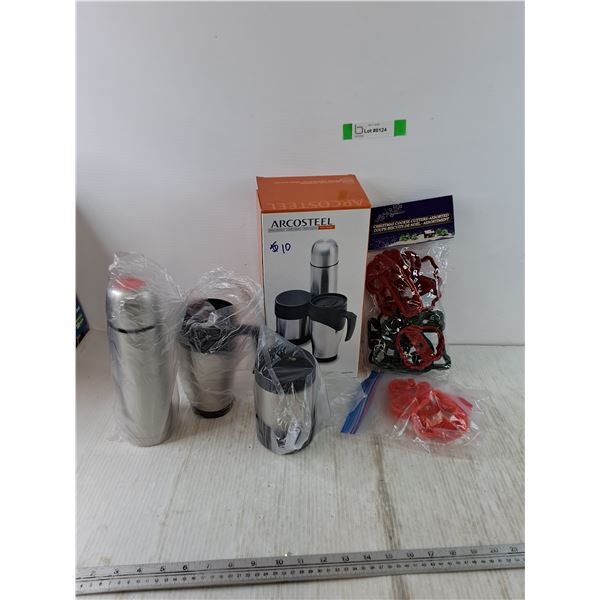Arcosteel Flask, Food Flask, Insulated Cup with Box, Assorted Christmas Cookie Cutters