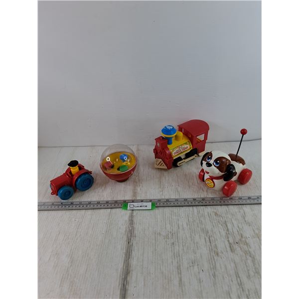 (4) Kid's Toys, Fisher-Price Dog, Train, Kohler Bros Ball Toy, Toy Tractor
